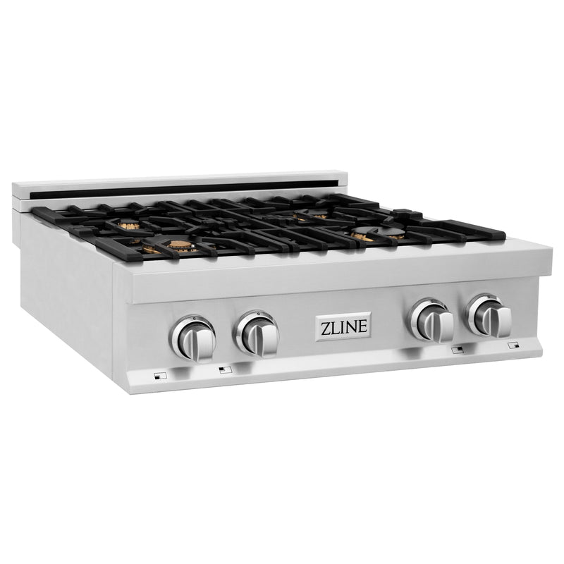 ZLINE 30 in. Rangetop with 4 Gas Burners with Brass Burners, RT-BR-30