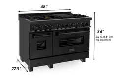 ZLINE 48 in. Professional Gas Burner/Gas Oven in Black Stainless with Brass Burners, RGB-48