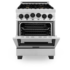 ZLINE Autograph Edition 24 in. Range with Gas Burner and Gas Oven in Stainless Steel with Matte Black Accents, RGZ-24-MB