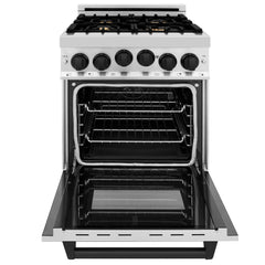 ZLINE Autograph Edition 24 in. Range with Gas Burner and Gas Oven in Stainless Steel with Matte Black Accents, RGZ-24-MB