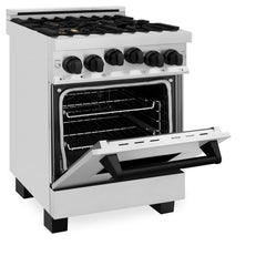 ZLINE Autograph Edition 24 in. Range with Gas Burner and Gas Oven in Stainless Steel with Matte Black Accents, RGZ-24-MB