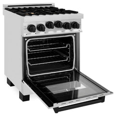 ZLINE Autograph Edition 24 in. Range with Gas Burner and Gas Oven in Stainless Steel with Matte Black Accents, RGZ-24-MB