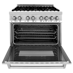 ZLINE 36" Range, Range Hood, Microwave, Dishwasher & Refrigerator Package, 5KPR-RARH36-MWDWV