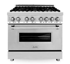 ZLINE 36" Range, Range Hood, Microwave, Dishwasher & Refrigerator Package, 5KPR-RARH36-MWDWV