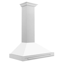 ZLINE 36 Inch DuraSnow® Stainless Steel Range Hood with White Matte Shell and Stainless Steel Handle, KB4SNX-WM-36