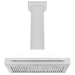 ZLINE 36 Inch DuraSnow® Stainless Steel Range Hood with White Matte Shell and Stainless Steel Handle, KB4SNX-WM-36