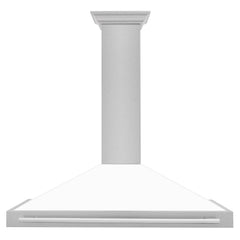 ZLINE 48 Inch DuraSnow® Stainless Steel Range Hood with White Matte Shell and Stainless Steel Handle, KB4SNX-WM-48