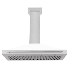 ZLINE 48 Inch DuraSnow® Stainless Steel Range Hood with White Matte Shell and Stainless Steel Handle, KB4SNX-WM-48