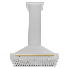 ZLINE 30 Inch Autograph Edition DuraSnow® Stainless Steel Range Hood with Gold Handle, KB4SNZ-30-G