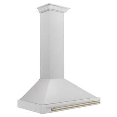 ZLINE 36 Inch Autograph Edition DuraSnow® Stainless Steel Range Hood with Champagne Bronze Handle, KB4SNZ-36-CB