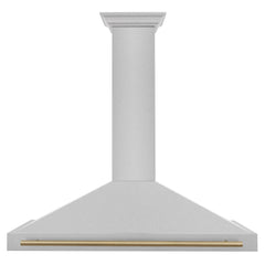 ZLINE 48 Inch Autograph Edition DuraSnow® Stainless Steel Range Hood with Champagne Bronze Handle, KB4SNZ-48-CB