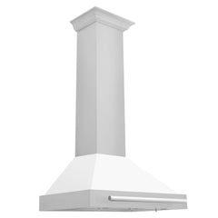 ZLINE 30 Inch Stainless Steel Range Hood with White Matte Shell and Stainless Steel Handle, KB4STX-WM-30