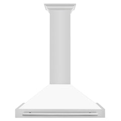 ZLINE 36 Inch Stainless Steel Range Hood with White Matte Shell and Stainless Steel Handle, KB4STX-WM-36