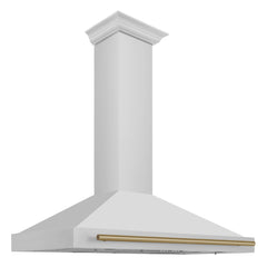 ZLINE 48 Inch Autograph Edition Stainless Steel Range Hood with Champagne Bronze Handle, 8654STZ-48-CB