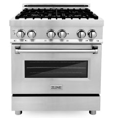 ZLINE 30 in. Kitchen Package with Stainless Steel Dual Fuel Range, Traditional Over The Range Microwave and Tall Tub Dishwasher, 3KP-RAOTRH30-DWV