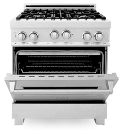 ZLINE 30 in. Kitchen Package with DuraSnow® Stainless Steel Gas Range, Ducted Range Hood and Dishwasher, 3KP-RGSRH30-DW