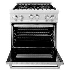 ZLINE 30 in. Kitchen Package with DuraSnow® Stainless Steel Gas Range, Ducted Range Hood and Tall Tub Dishwasher, 3KP-RGSRH30-DWV