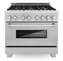 ZLINE 36 in. Kitchen Package with DuraSnow® Stainless Dual Fuel Range, Ducted Vent Range Hood and Tall Tub Dishwasher, 3KP-RASRH36-DWV