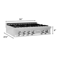 ZLINE 36 in. Rangetop with 6 Gas Brass Burners, RT-BR-36