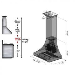 ZLINE 42" Designer Series Oil-Rubbed Bronze Wall Range Hood, 8632B-42